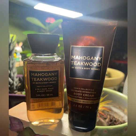 MAHOGANY TEAKWOOD Bath Body Works Travel Size Set Wash Body Cream NEW Men’s - Picture 1 of 2